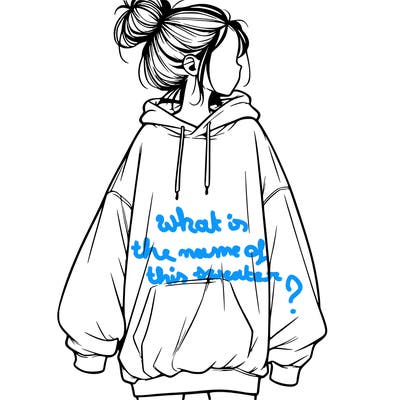 realistic girl with a oversized sweatshirt on and a bun