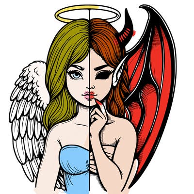 realistic angel half demon