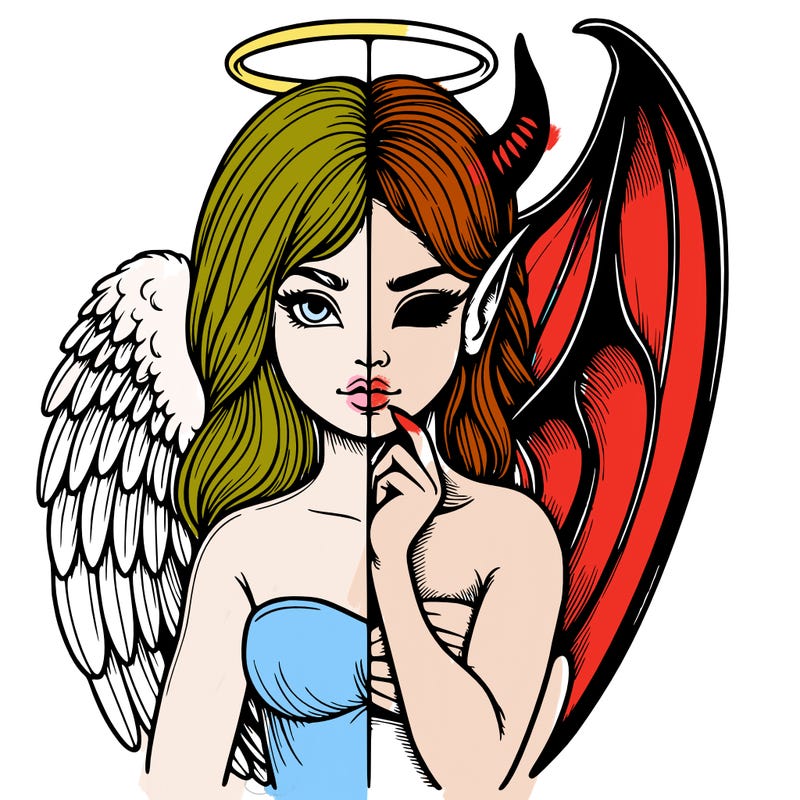 realistic angel half demon