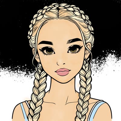 realistic girl with braids