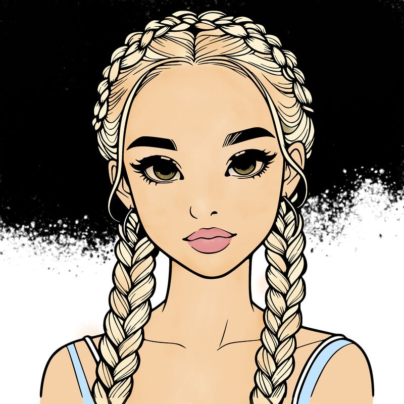 realistic girl with braids