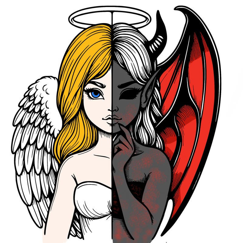 realistic angel half demon