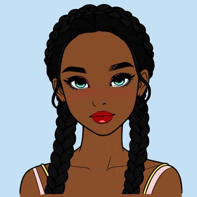 realistic girl with braids