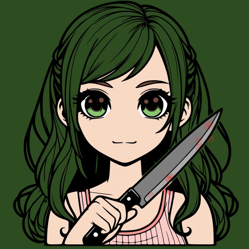 realistic girl holding a knife