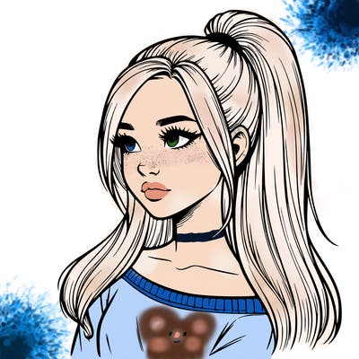 realistic girl with a high ponytail