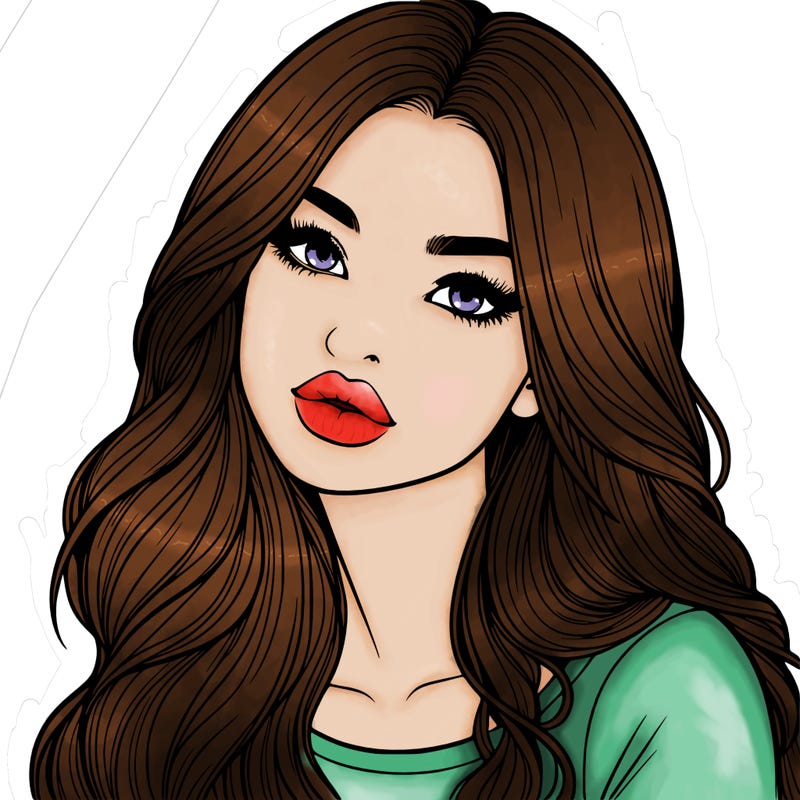 realistic girl with hair on her hair and lips