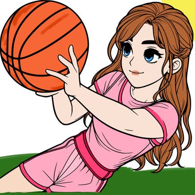 realistic girl playing basketball