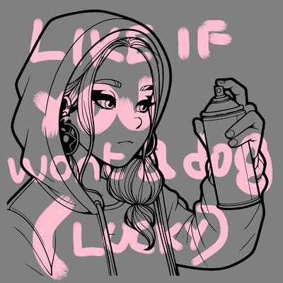 a realistic girl, spray painting