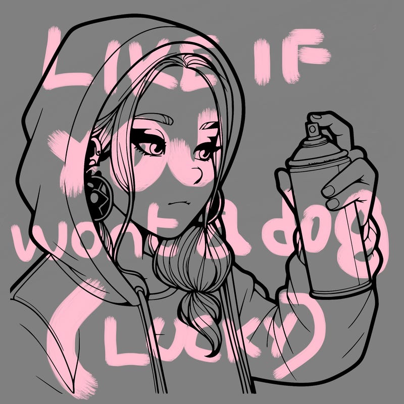 a realistic girl, spray painting