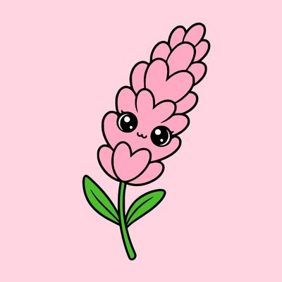 the flower lavender kawaii but cute and a little realistic