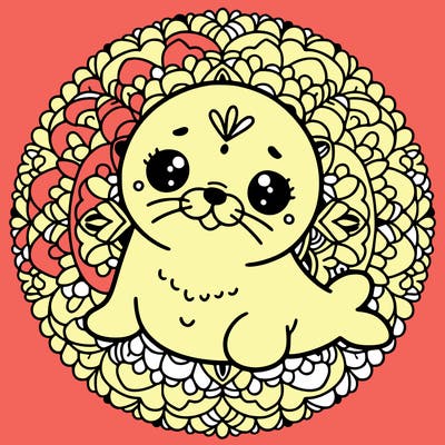 a cute baby seal mandala