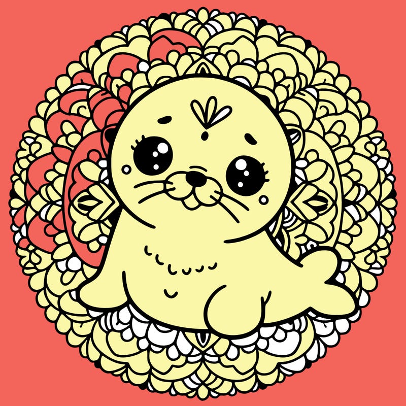 a cute baby seal mandala