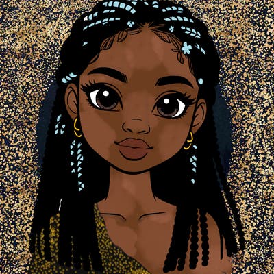 a realistic black girl with braids