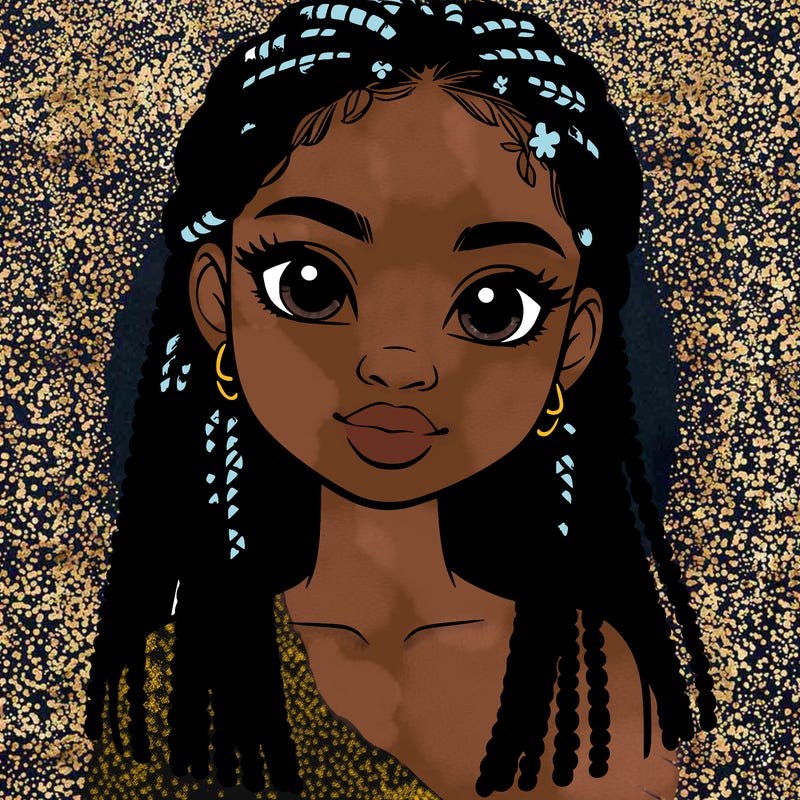a realistic black girl with braids