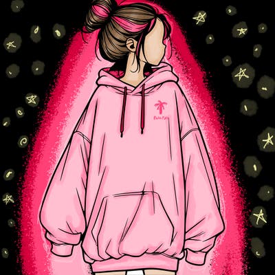 realistic girl with a oversized sweatshirt on and a bun