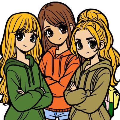 teenage girls with sweat shirts