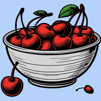 bowl with cherry's realistic