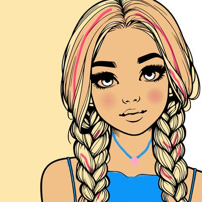 realistic girl with braids