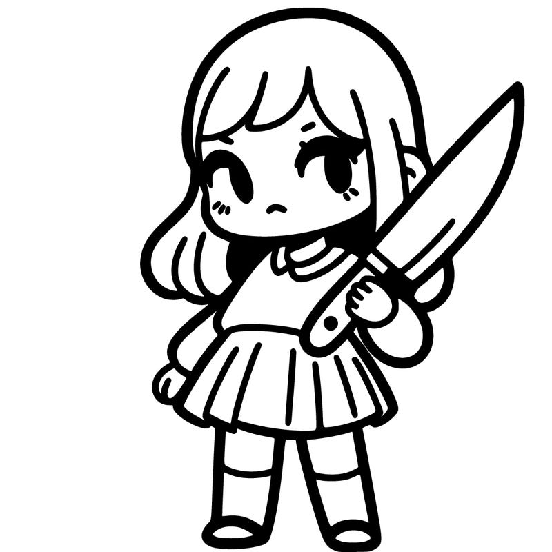 girl with a knife realisic