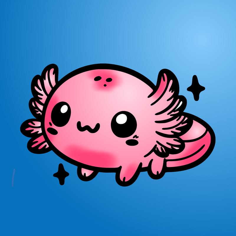 cute easy baby axolotl