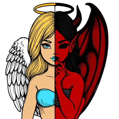 realistic angel half demon