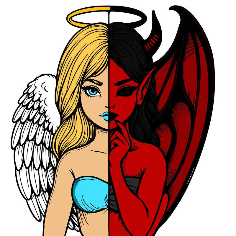 realistic angel half demon
