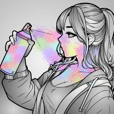 a realistic girl spray, painting