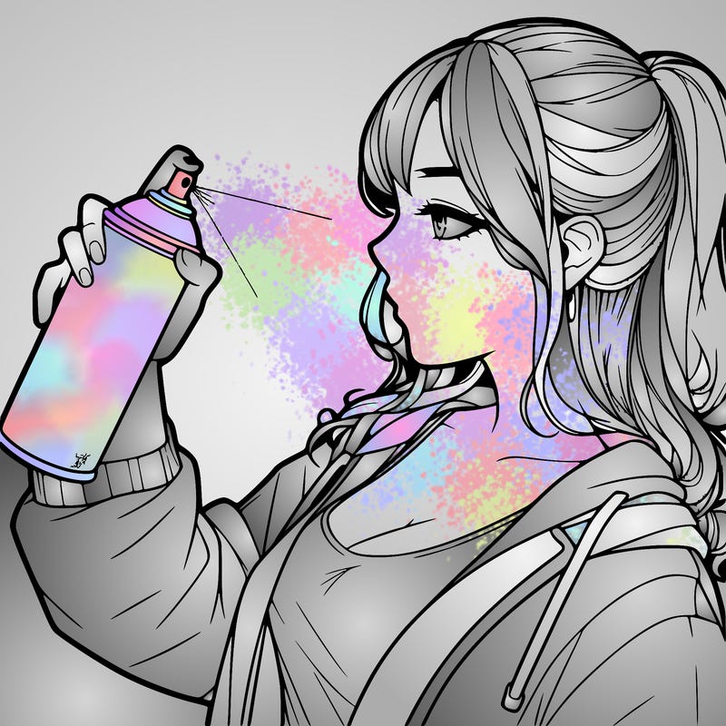 a realistic girl spray, painting