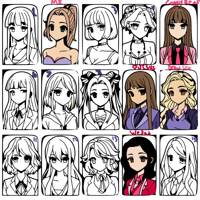 girls that look diffrent anime