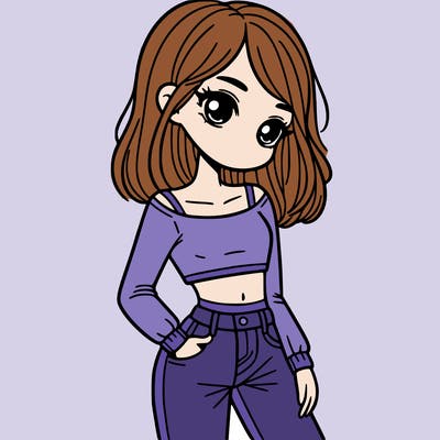 girl teenager with a crop top and flare jeans