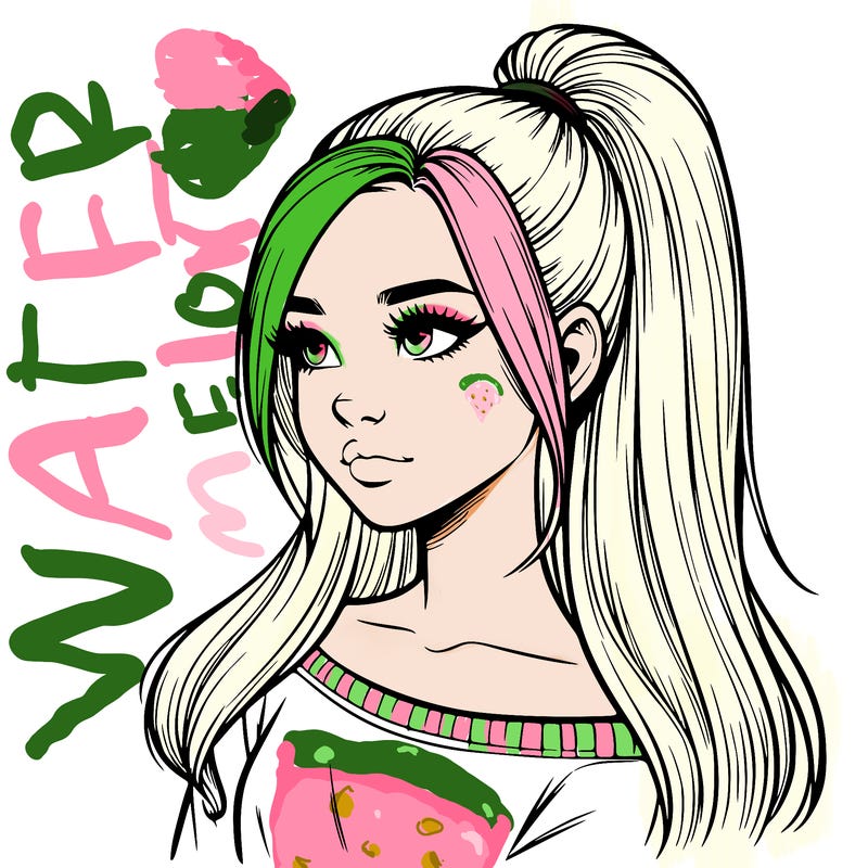 realistic girl with a high ponytail