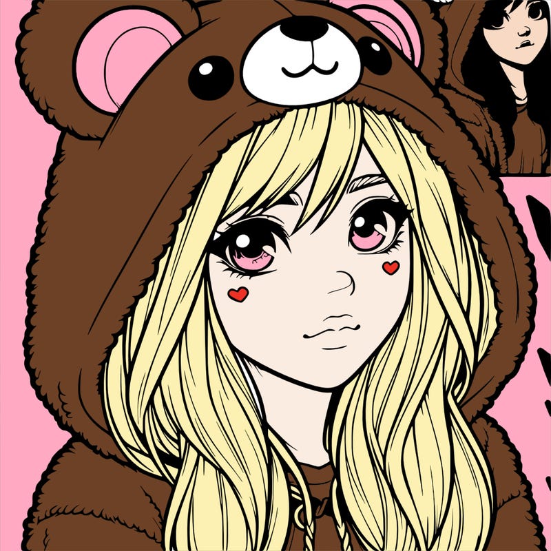 realistic girl in a bear hoodie