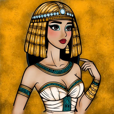 realistic woman wearing a cleopatra costume
