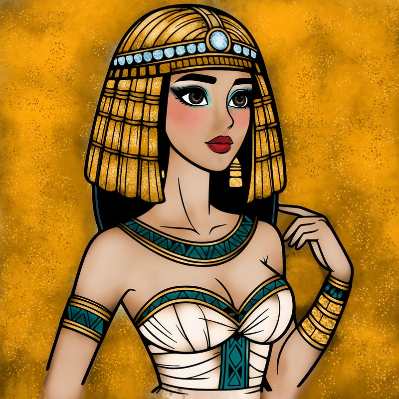 realistic woman wearing a cleopatra costume