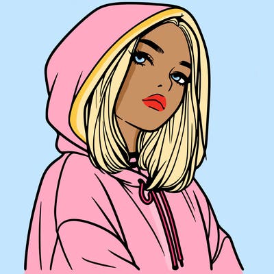 a realistic girl in a hoodie