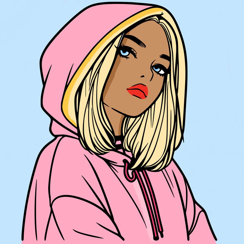 a realistic girl in a hoodie
