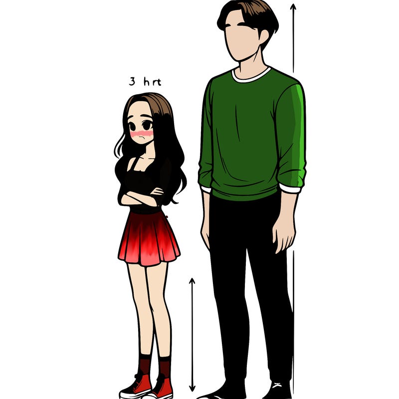 realistic short girl and tall guy couple