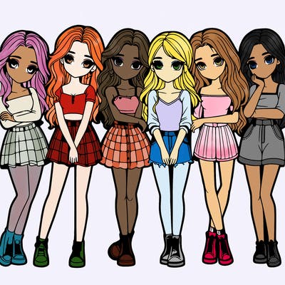 a group of girls realistic