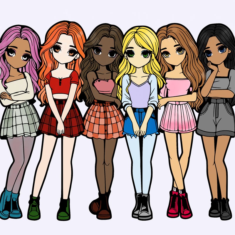 a group of girls realistic