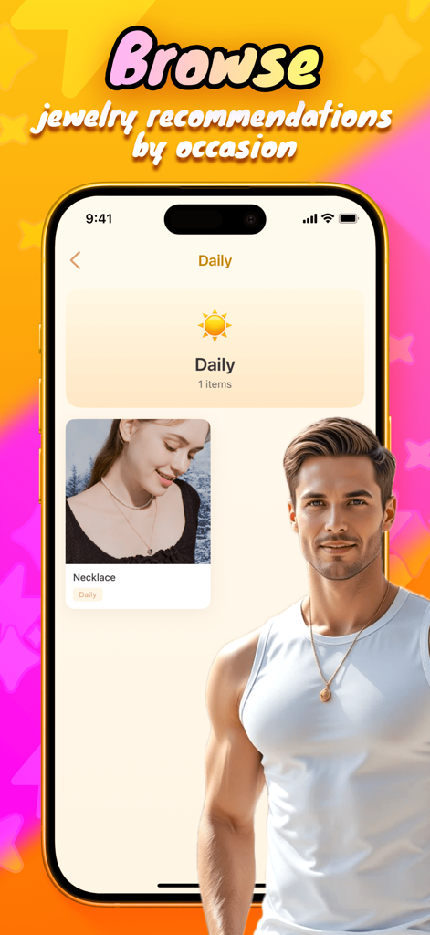 Jorvi - Collect & Connect - Mobile screen of Jorvi app displaying jewelry recommendations for daily wear