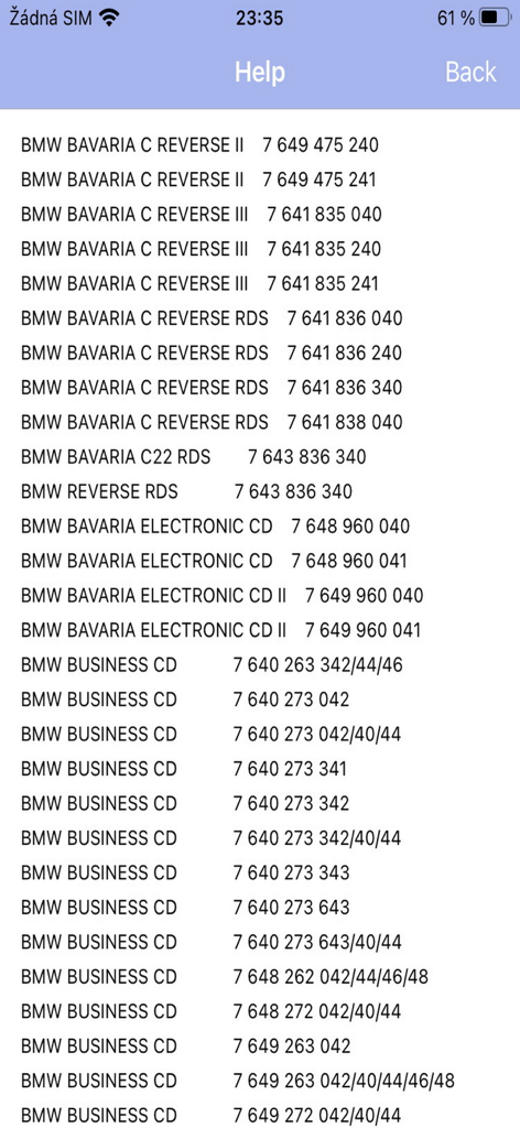 RADIO CODE for BMW BUSINESS - Technische Liste der unterstützten BMW-Radio-Modelle und Seriennummern