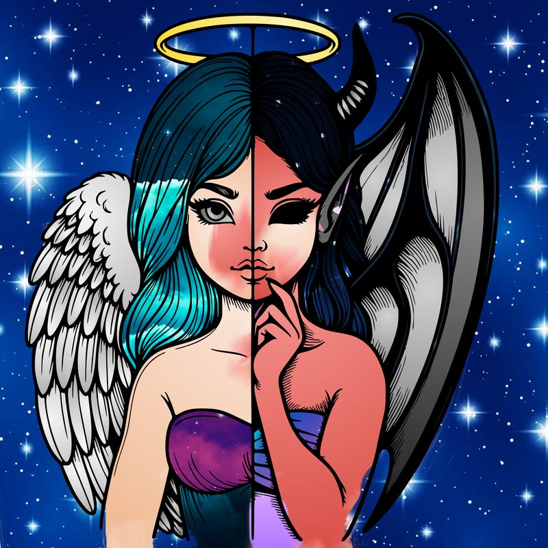 realistic angel half demon