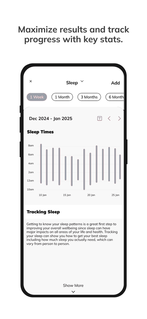 Jay Fitness - Jay Fitness app interface displaying a sleep patterns bar chart and health data tracking