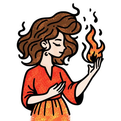 woman with fire