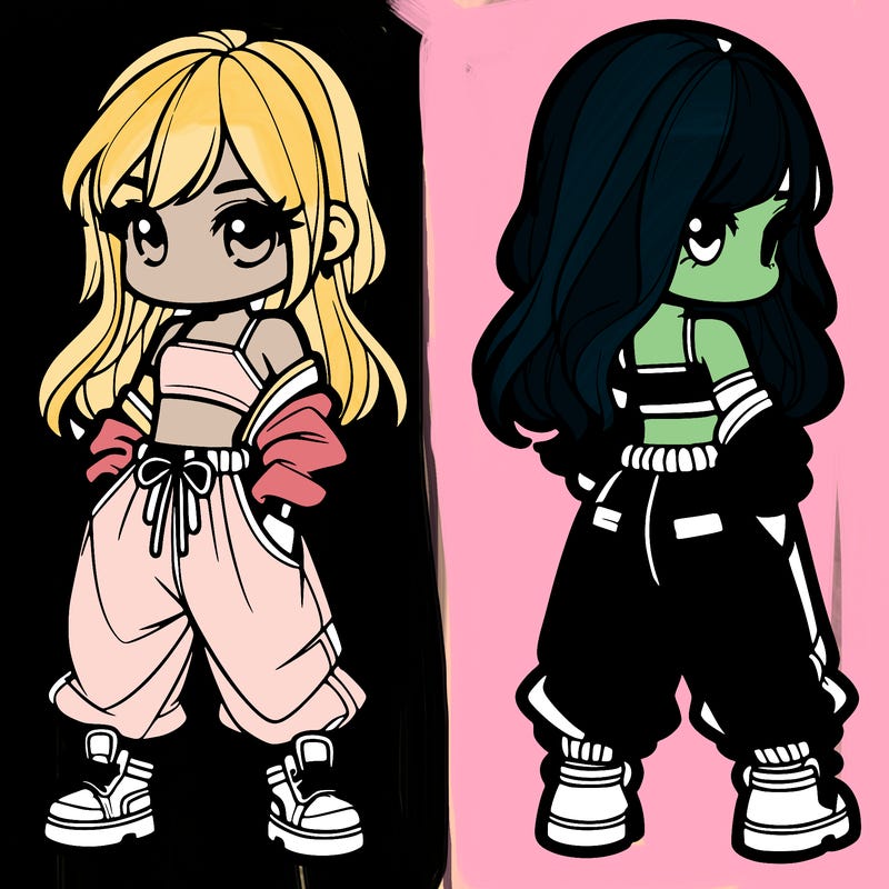 girl in crop top and baggy pants