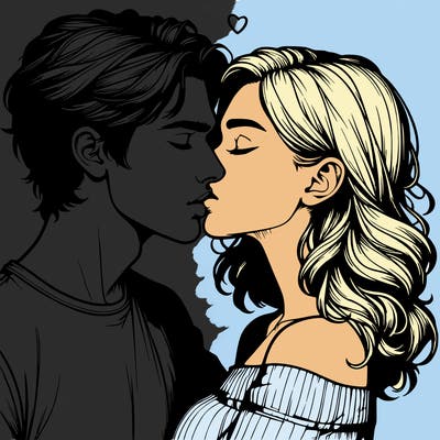 realistic couple kissing