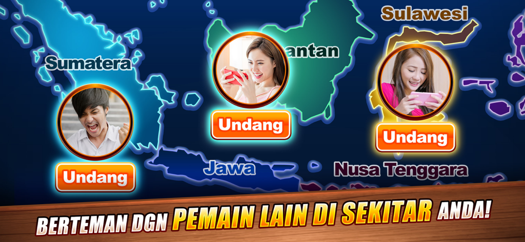 Luxy Domino Gaple QiuQiu Poker - Map showing players to invite in the Luxy Domino social casino app