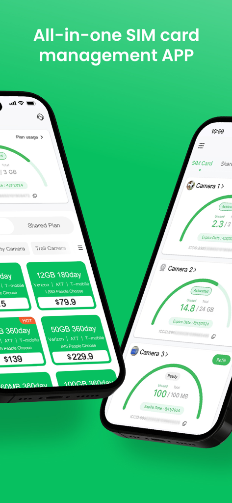 EIOTCLUB IoT SIM & eSIM - Painel do aplicativo EIOTCLUB mostrando monitoramento de uso de dados e gerenciamento para múltiplas câmeras de segurança IoT.