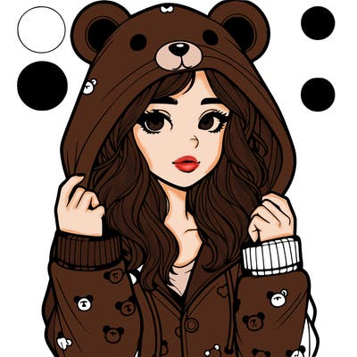 realistic girl in a animal pjs hoodie