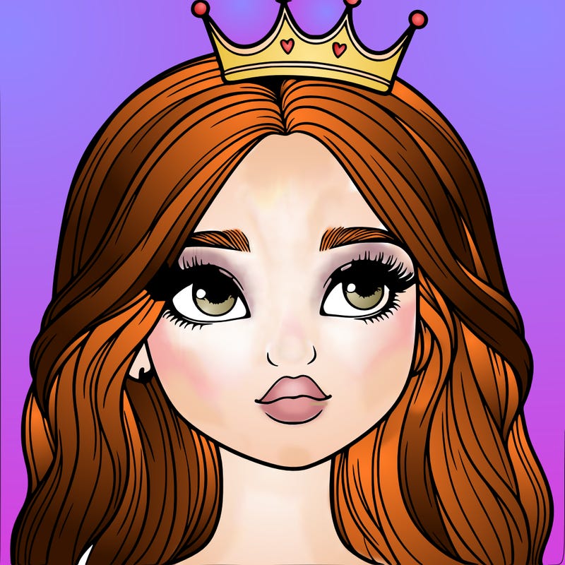 a realistic girl with a crown on